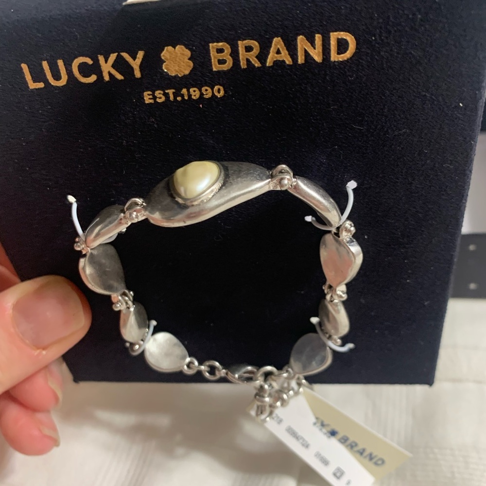 LuckyBrand silver bracelet.  Semi precious stones